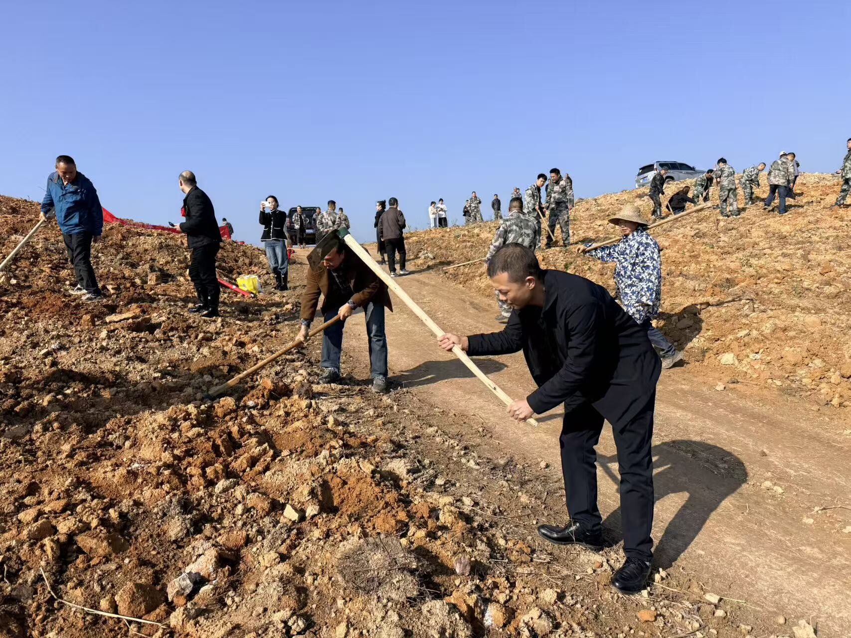 永兴县公路建设养护中心开展主题党日义务植树活动